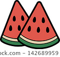 Watermelon Slices Summer Fruit Illustration	 142689959