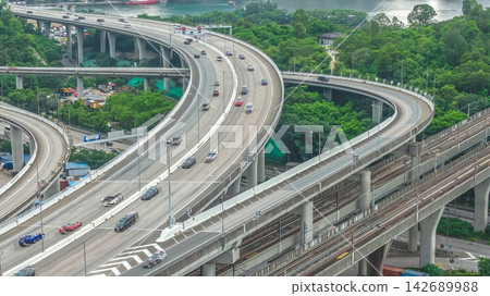Aug 23 2026 Hong Kong Elevated view of Tsing Kwai Highway near Gin Drinker Bay Aug 23 2026 Hong Kong Elevated view of Tsing Kwai Highway near Gin Drinker Bay 142689988