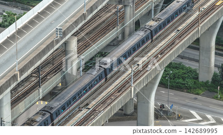 Aug 23 2026 Hong Kong passing beneath elevated highway interchange near Lai King Aug 23 2026 Hong Kong passing beneath elevated highway interchange near Lai King 142689995