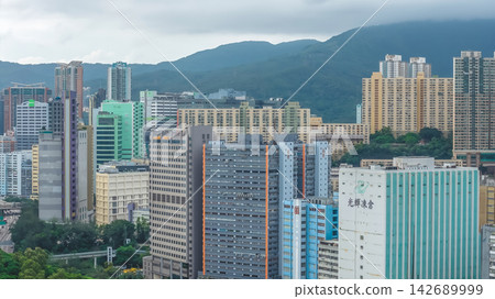 Aug 23 2026 Hong Kong : Urban cityscape of Kwai Chung industrial area w Aug 23 2026 Hong Kong : Urban cityscape of Kwai Chung industrial area w 142689999