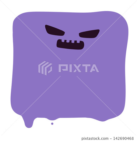 Melting and dripping Halloween fluid shape frame with face, purple 2 Melting and dripping Halloween fluid shape frame with face, purple 2 142690468