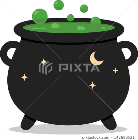 A witch's cauldron boiling a poison that glows eerily. A witch's cauldron boiling a poison that glows eerily. 142690521