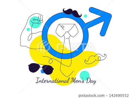 International Men's Day Vector Illustration Featuring Male Symbols, Mustache, Shirt, Equality, Brotherhood, Awareness, and Community Support International Men's Day Vector Illustration Featuring Male Symbols, Mustache, Shirt, Equality, Brotherhood, Awareness, and Community Support 142690552