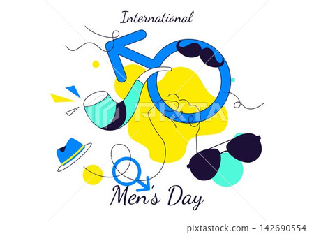 International Men's Day Vector Illustration Featuring Male Symbols, Mustache, Shirt, Equality, Brotherhood, Awareness, and Community Support International Men's Day Vector Illustration Featuring Male Symbols, Mustache, Shirt, Equality, Brotherhood, Awareness, and Community Support 142690554