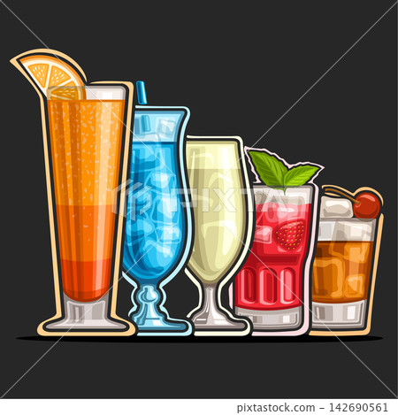 Vector illustration of set refreshing Mocktails Vector illustration of set refreshing Mocktails 142690561