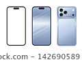 New Smartphone Front and Back iPhone 18 Pro Mockup Glacier Blue Light Blue 142690589