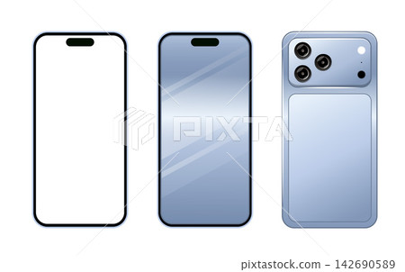 New Smartphone Front and Back iPhone 18 Pro Mockup Glacier Blue Light Blue New Smartphone Front and Back iPhone 18 Pro Mockup Glacier Blue Light Blue 142690589