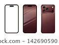 New Smartphone Front and Back iPhone 18 Pro Mockup Burgundy 142690590