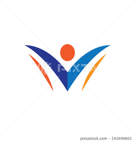 Abstract Letter V People Success logo Abstract Letter V People Success logo 142690601