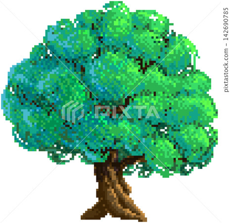 Green tree in pixel art Green tree in pixel art 142690785