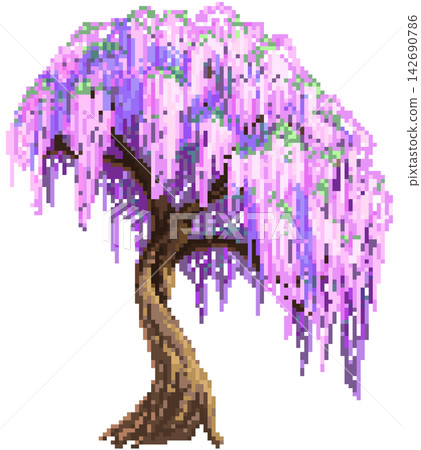 Wisteria tree in pixel art 142690786