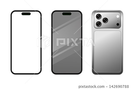 New Smartphone Front and Back iPhone 18 Pro Mockup Silver New Smartphone Front and Back iPhone 18 Pro Mockup Silver 142690788