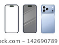 New Smartphone Front and Back iPhone 18 Pro Mockup Glacier Blue Light Blue 142690789