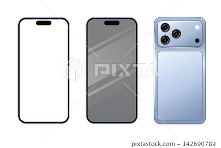 New Smartphone Front and Back iPhone 18 Pro Mockup Glacier Blue Light Blue New Smartphone Front and Back iPhone 18 Pro Mockup Glacier Blue Light Blue 142690789
