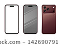 New Smartphone Front and Back iPhone 18 Pro Mockup Burgundy 142690791