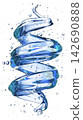 Blue Glass Spiral With Water Bubbles Abstract Fluid Art for Creative Design and Visual Impact 142690888