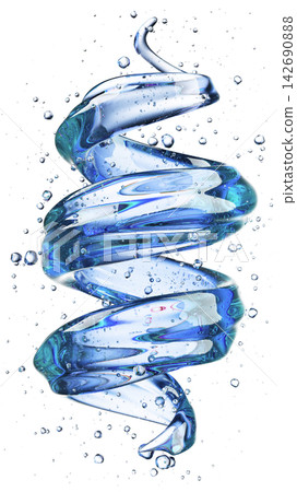 Blue Glass Spiral With Water Bubbles Abstract Fluid Art for Creative Design and Visual Impact Blue Glass Spiral With Water Bubbles Abstract Fluid Art for Creative Design and Visual Impact 142690888