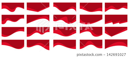 Wavy vector shapes for banner design. Abstract red curved dividers and borders set on white background. Page header and separator for web templates and headlines. Wavy vector shapes for banner design. Abstract red curved dividers and borders set on white background. Page header and separator for web templates and headlines. 142691027