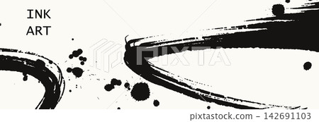 Abstract Black Ink Brush Strokes Art 142691103