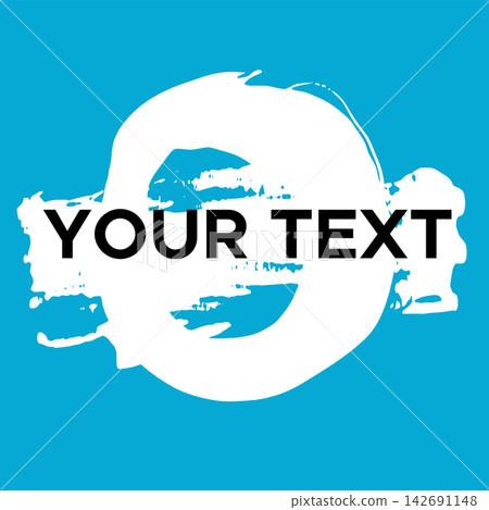 Vector Round Shape on Blue. White Circle Stamp. Icon, Logo, Banner Design.. Vector Round Shape on Blue. White Circle Stamp. Icon, Logo, Banner Design.. 142691148