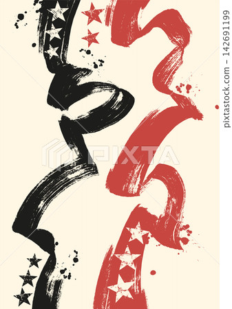 Grunge red, white and black brush strokes with stars Grunge red, white and black brush strokes with stars 142691199
