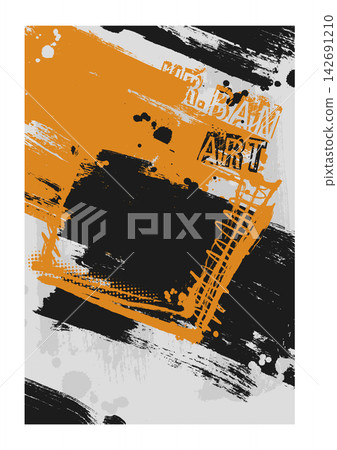 Urban grunge brush art orange black background Urban grunge brush art orange black background 142691210