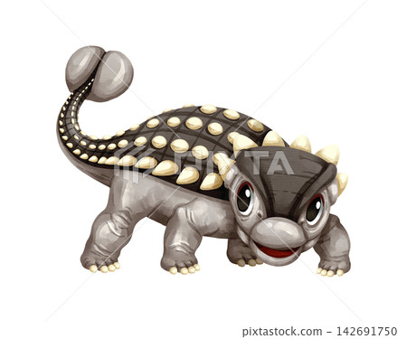 Watercolor ankylosaurus dinosaur isolated PNG illustration, featuring a cute hand-drawn armored prehistoric creature character on a transparent background. Watercolor ankylosaurus dinosaur isolated PNG illustration, featuring a cute hand-drawn armored prehistoric creature character on a transparent background. 142691750