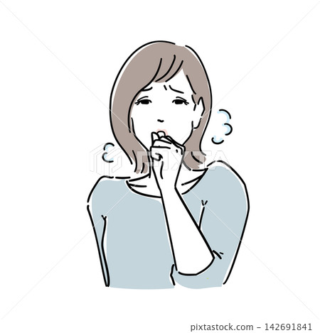 女人咳嗽;感冒或過敏症狀。 女人咳嗽;感冒或過敏症狀。 142691841