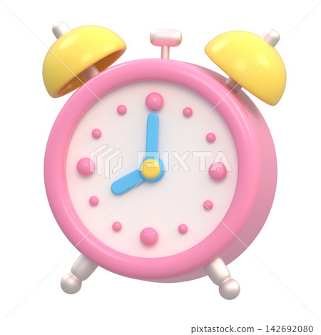 3D illustration of a stylized alarm clock with a transparent background. 3D illustration of a stylized alarm clock with a transparent background. 142692080