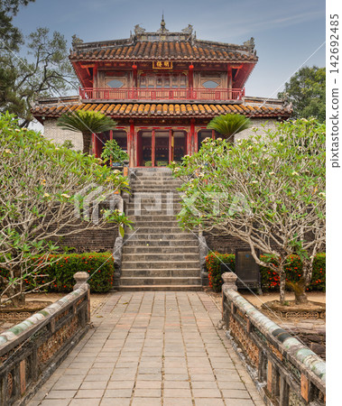 Traditional architecture of the historic Minh Pavilion at the Minh Mang Tomb in Hue, Vietnam Traditional architecture of the historic Minh Pavilion at the Minh Mang Tomb in Hue, Vietnam 142692485