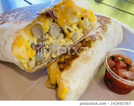 Cheese and ham breakfast sandwich Cheese and ham breakfast sandwich 142692567