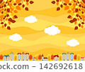 Autumn evening streetscape background, cute, horizontal 142692618