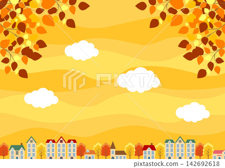 Autumn evening streetscape background, cute, horizontal Autumn evening streetscape background, cute, horizontal 142692618