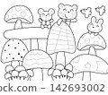 Coloring book of various mushrooms and animals 142693002