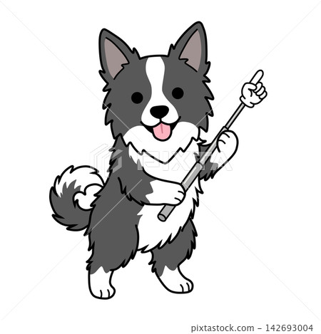 邊境牧羊犬叼著指示棒向上指的插圖(訊息/注意力) 邊境牧羊犬叼著指示棒向上指的插圖(訊息/注意力) 142693004