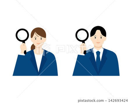 圖中描繪了一位商務人士正在進行分析。 圖中描繪了一位商務人士正在進行分析。 142693424