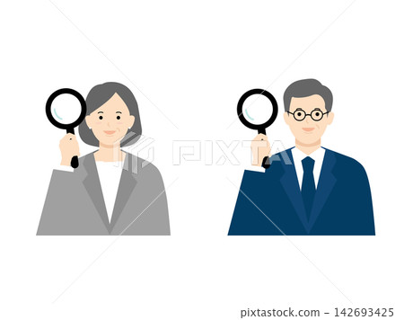 圖中描繪了一位商務人士正在進行分析。 圖中描繪了一位商務人士正在進行分析。 142693425