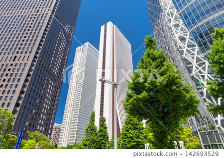 The skyscrapers and office buildings lining the Shinjuku sub-city center. The skyscrapers and office buildings lining the Shinjuku sub-city center. 142693529