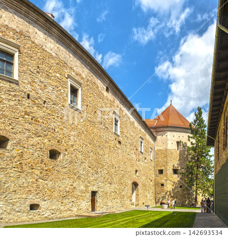 Fagaras Fortress Inner Courtyard Tower Ramparts View Transylvania Romania Fagaras Fortress Inner Courtyard Tower Ramparts View Transylvania Romania 142693534