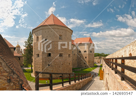 Fagaras Fortress Inner Courtyard Tower Ramparts View Transylvania Romania Fagaras Fortress Inner Courtyard Tower Ramparts View Transylvania Romania 142693547