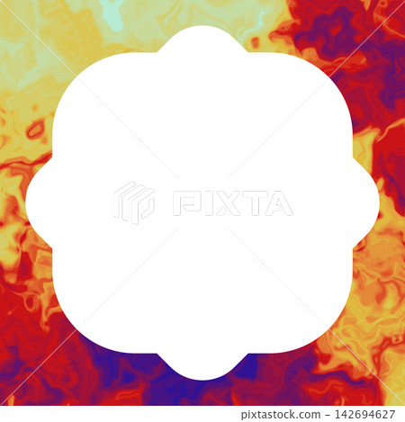 Red and yellow watercolor marble floral frame Red and yellow watercolor marble floral frame 142694627