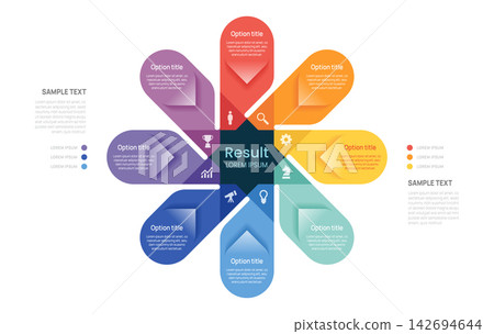 Business Infographic Circle 8 Step Chart Template, Presentation Diagram Vector with Icon Elements Illustration. Business Infographic Circle 8 Step Chart Template, Presentation Diagram Vector with Icon Elements Illustration. 142694644