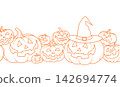 Halloween pumpkins outline seamless pattern.  142694774