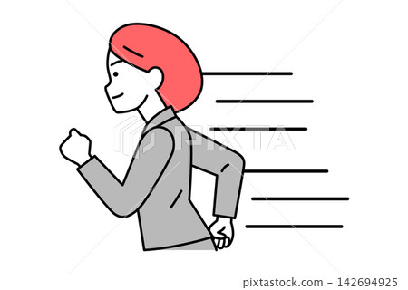 一個身穿西裝的女人匆匆走了過來。 一個身穿西裝的女人匆匆走了過來。 142694925