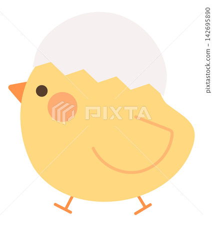 Cute chicks wearing eggshells Cute chicks wearing eggshells 142695890