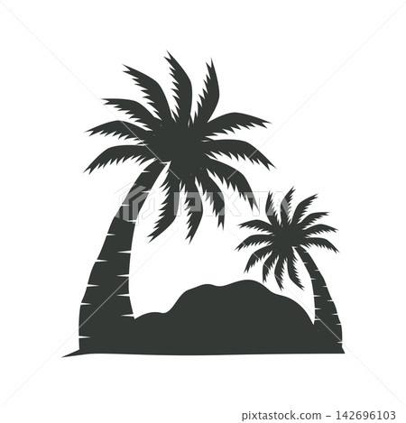 concept with summer beach with palm trees, ocean and sunset beach summer illustration template concept with summer beach with palm trees, ocean and sunset beach summer illustration template 142696103