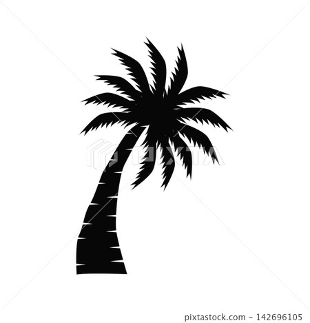 concept with summer beach with palm trees, ocean and sunset beach summer illustration template 142696105