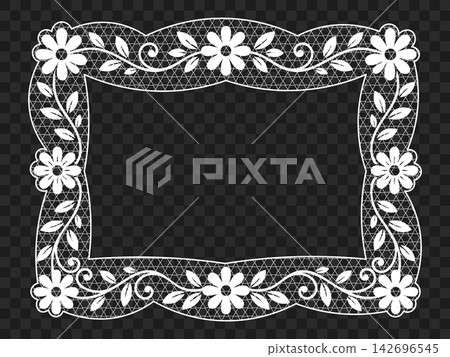 Vector Vintage Lace Border Frame with Ornamental Victorian Decorative Pattern Vector Vintage Lace Border Frame with Ornamental Victorian Decorative Pattern 142696545