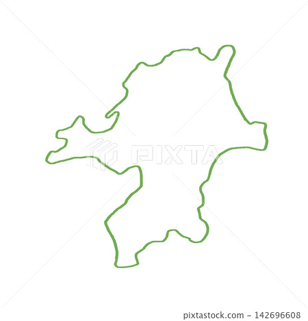 Hand-drawn line art illustration of a map of Fukuoka Prefecture Hand-drawn line art illustration of a map of Fukuoka Prefecture 142696608