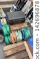 Belt slings and lifting equipment used at construction sites 142696878